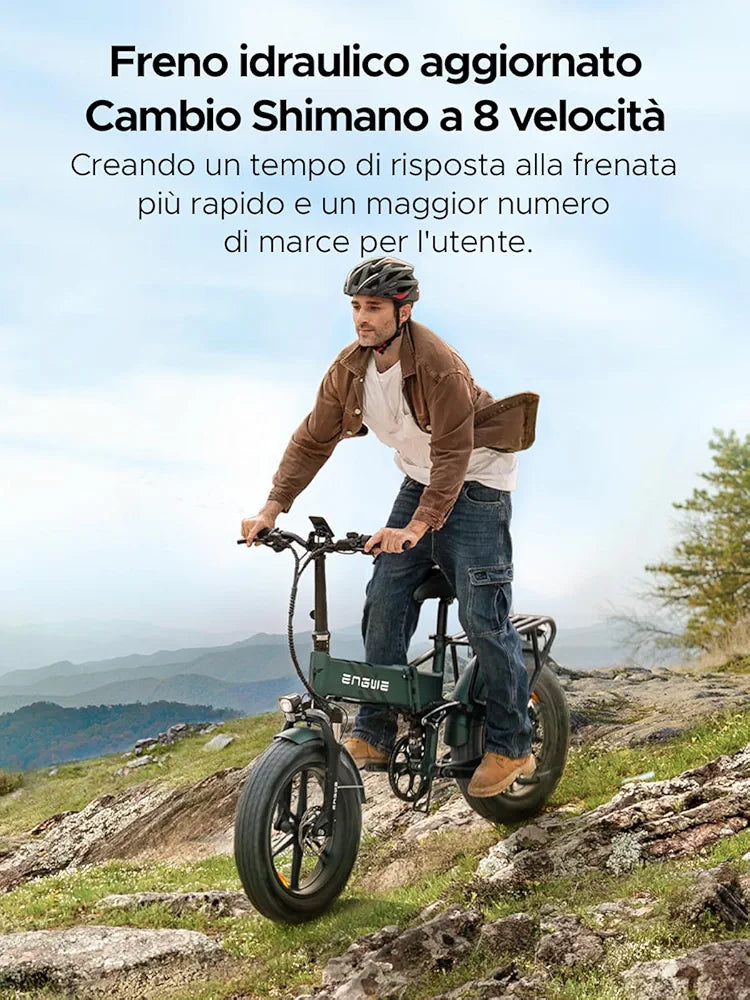 ENGWE Bicicletta Elettrica Pieghevole| 768Wh 16AH Durata 110KM|
20"×4.0" Fat Tire|Sensore di Coppia| Sospensione Completa| 8 Velocità| ENGINE Pro 2.0