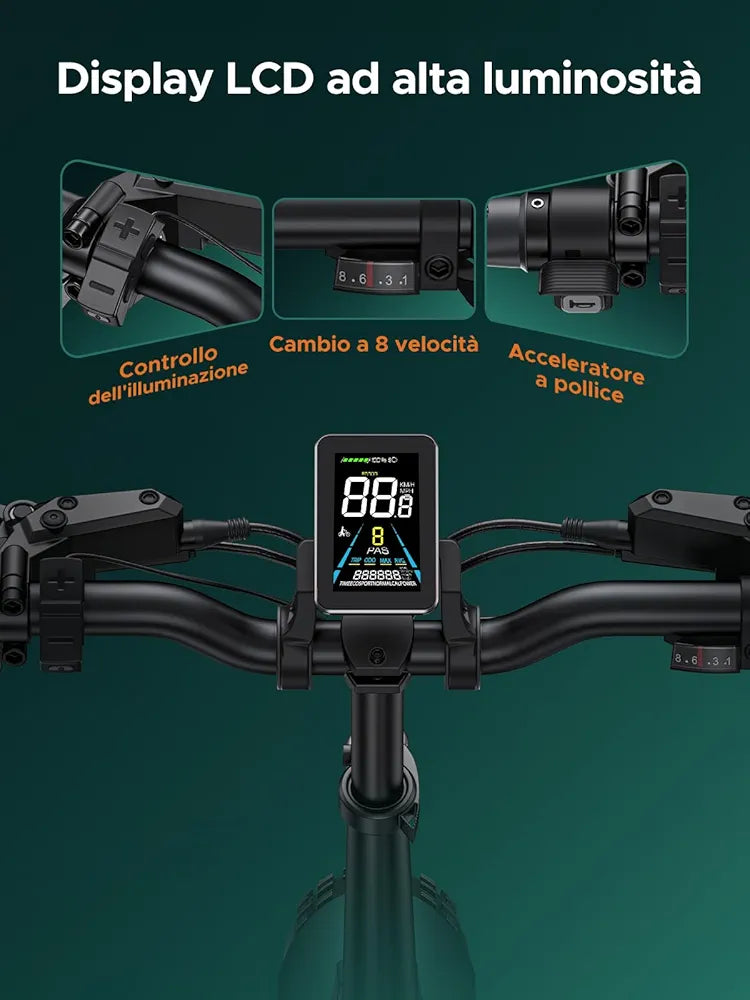 ENGWE Bicicletta Elettrica Pieghevole| 768Wh 16AH Durata 110KM|
20"×4.0" Fat Tire|Sensore di Coppia| Sospensione Completa| 8 Velocità| ENGINE Pro 2.0